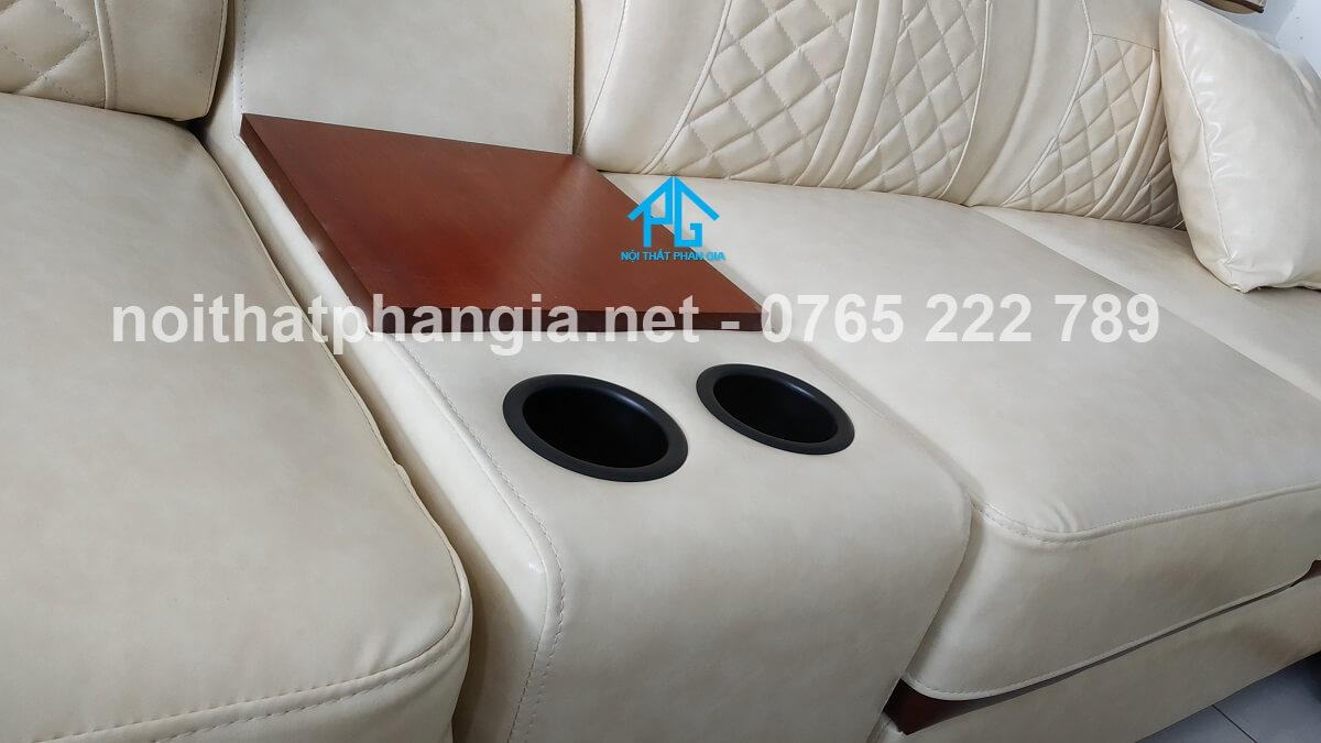 sofa da hiện đại e16b phòng khách