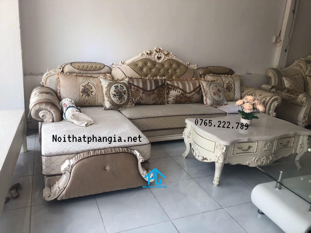 bàn ghế sofa nỉ phòng khách hiện đại;