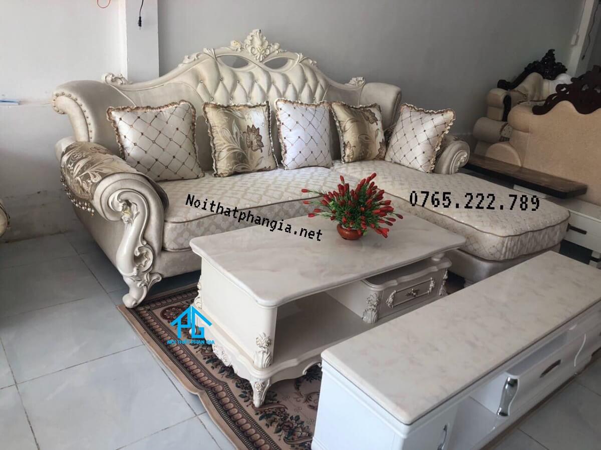 sofa vải nỉ tân cổ điển bọc vải đẹp