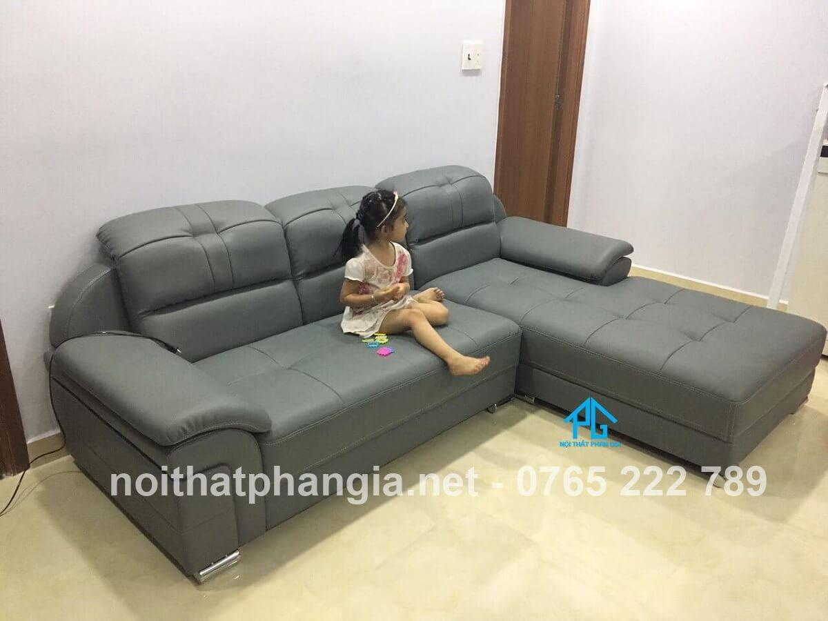 sofa da hiện đại cho nhà ống;