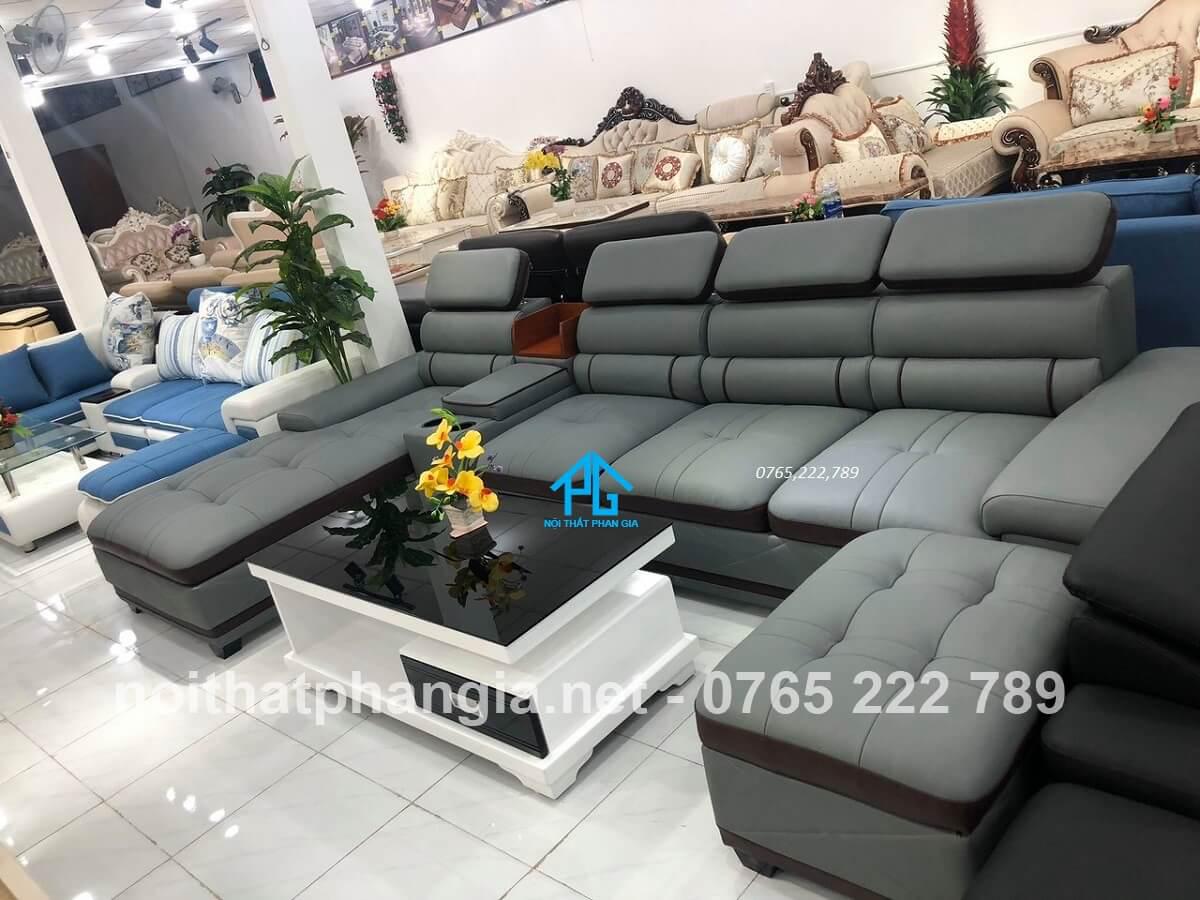 sofa da nhật hiện đại;