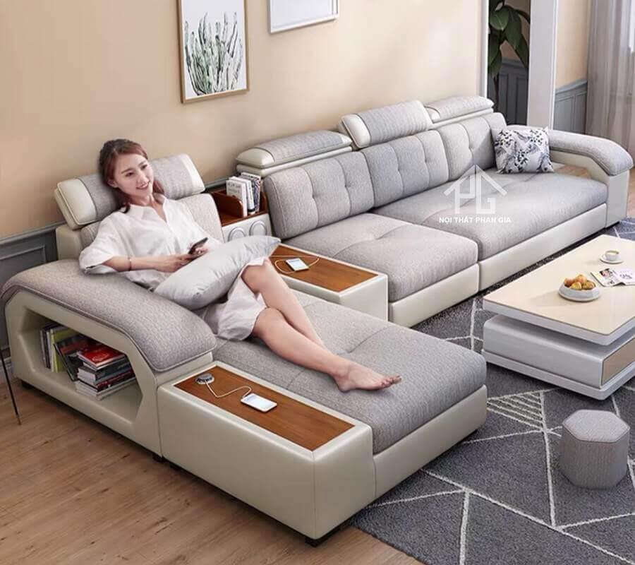 sofa góc vải giả da