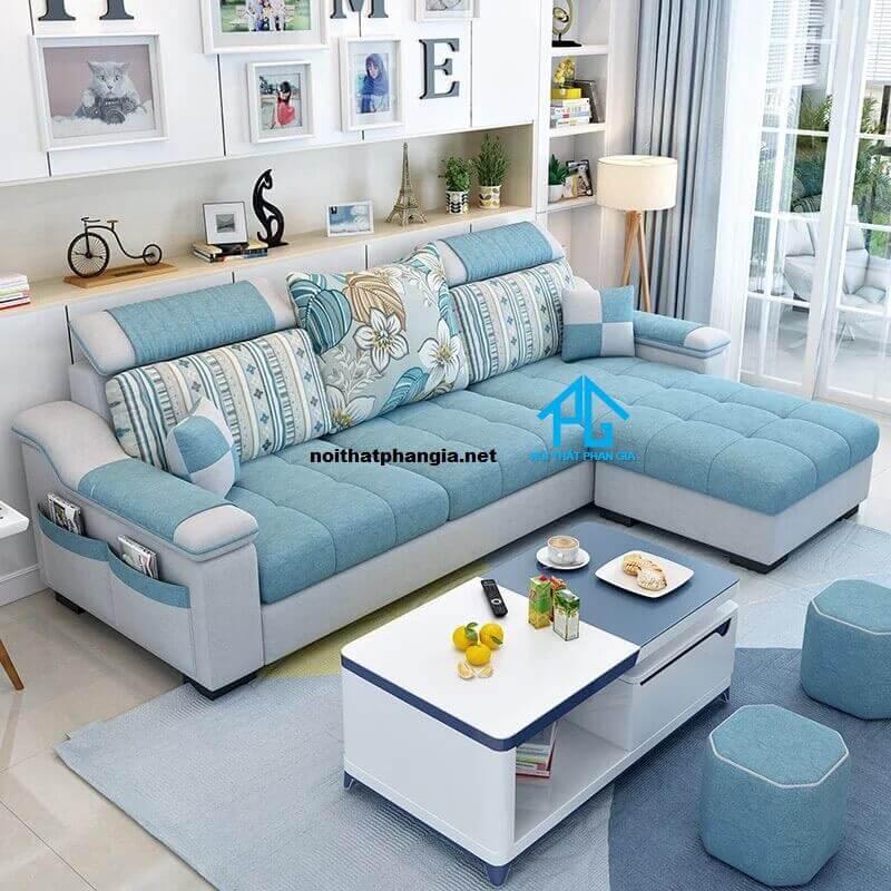 sofa vải giả da hiện đại